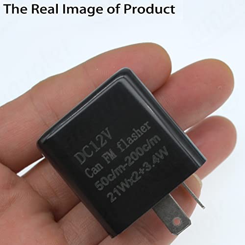 12V 2Pin Flasher Relay Speed Adjustable Indicators LED Light Flasher Black-2pcs