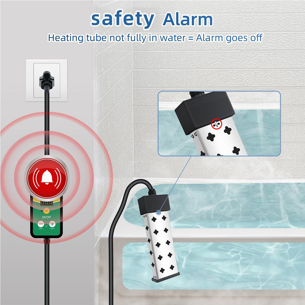 Immersion Water Heater 1800W 120V with Digital Thermostat Control, Dry Burn Prot