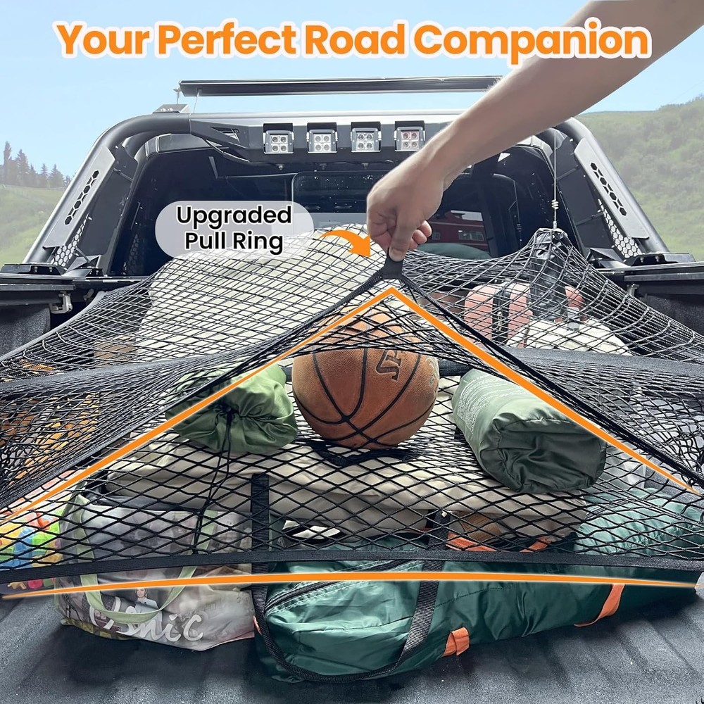 Versatile Elastic Cargo Net for Pickup Trucks - Easy Install & Max Protection