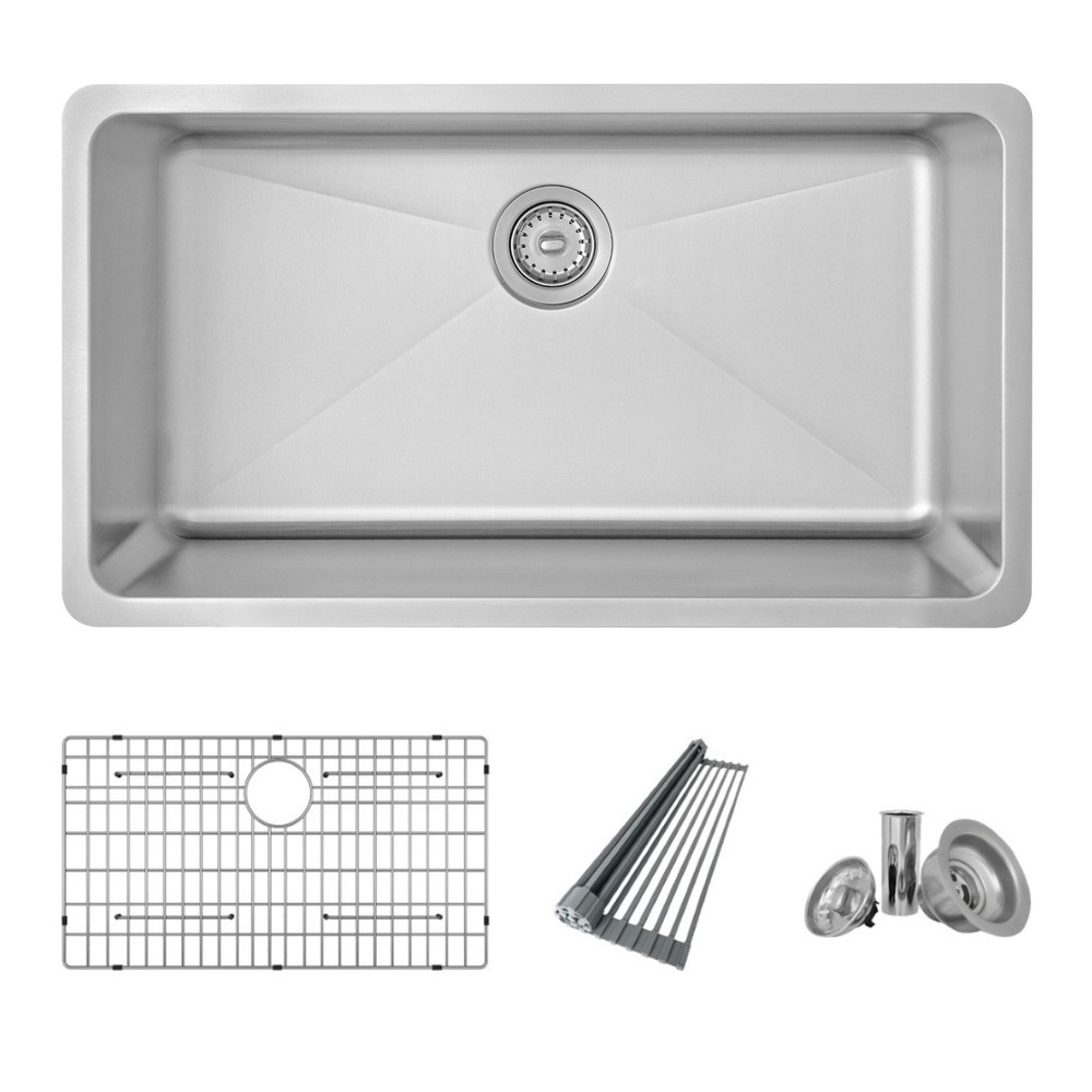 OPEN BOX C AZUNI C132 32" Single Bowl Dual Mount Kitchen Sink