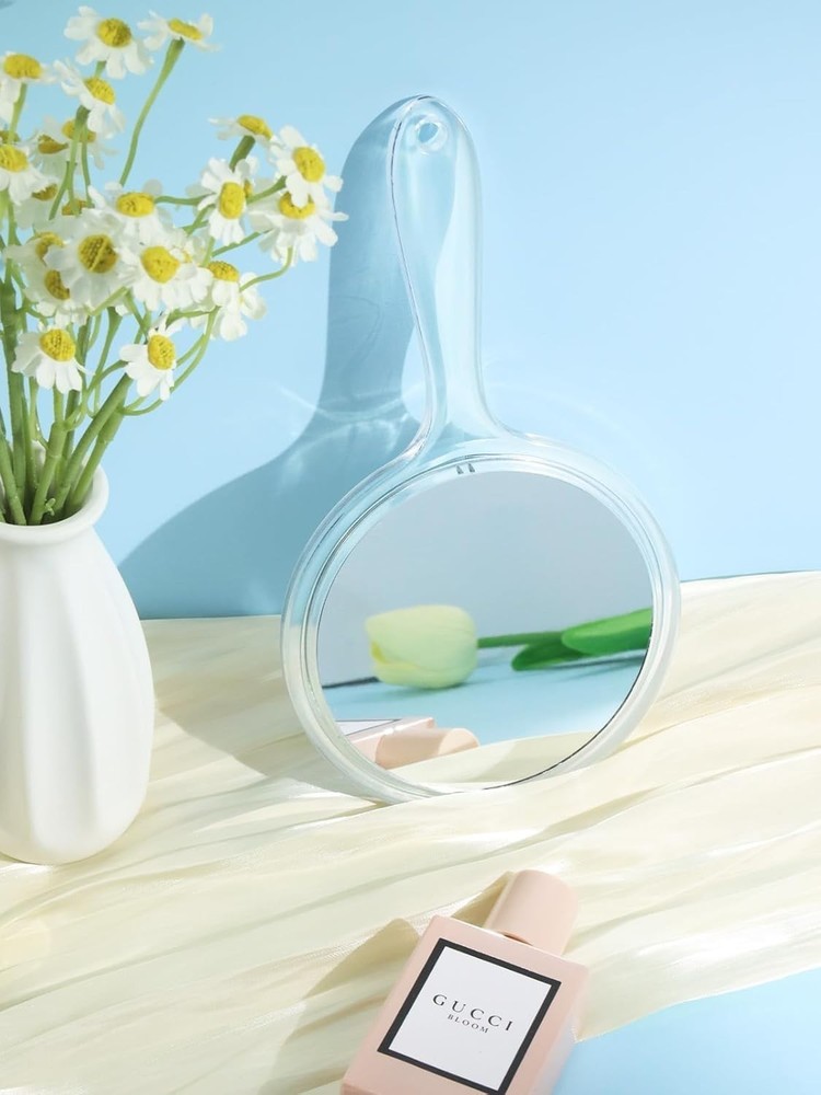 Macaki Hand Mirror, Double-Sided 1X/5X Magnifying Mirror with Handle, Acrylic, 8