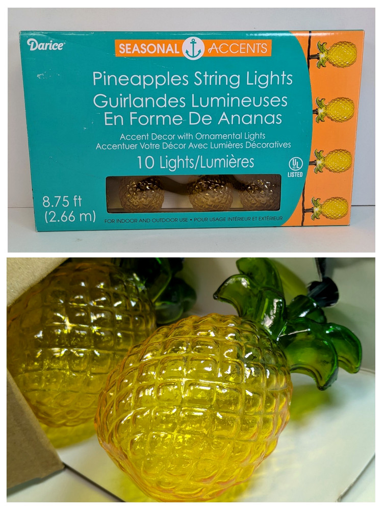 Pineapple String Lights Darice 8.75' 10 Lights 3" Hard Plastic Blowmold Camper