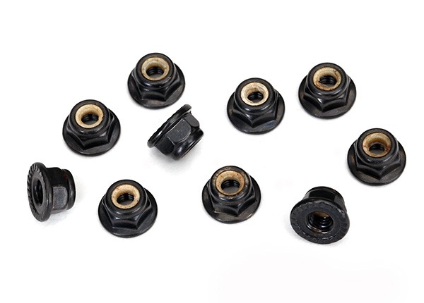 Traxxas 1/16 Mini Maxx * 4mm Flanged Nylon Locking Nuts, Black * 8347