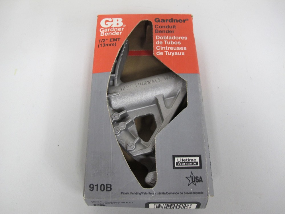 Gardner Bender 910B 1/2" Thinwall Pipe Bender Conduit Bender - NIB