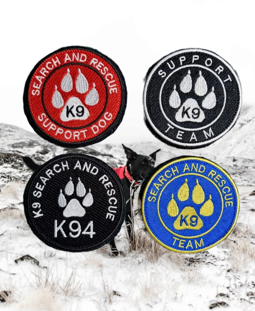 PERSONALISED K9  RESCUE Hook and Loop sew on badge embroidered patch