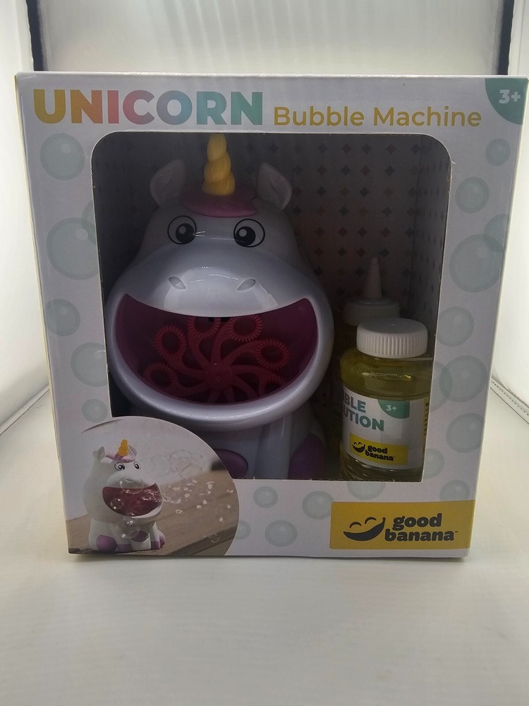 Good Banana Unicorn Bubble Machine, Cordless Automatic Bubble Maker, Blower