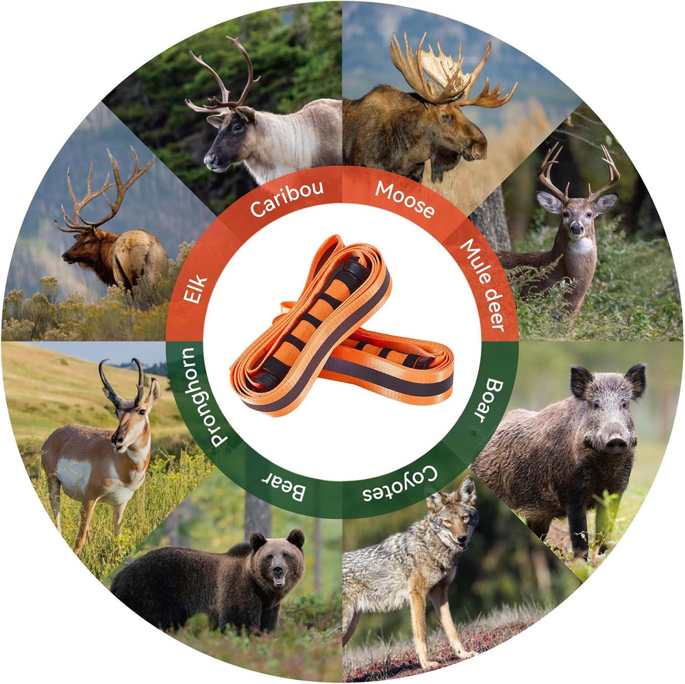 Deer Drag Ropes with Harness, 2PCS Durable Deer Hunting Pull Strap 76" Reflec...