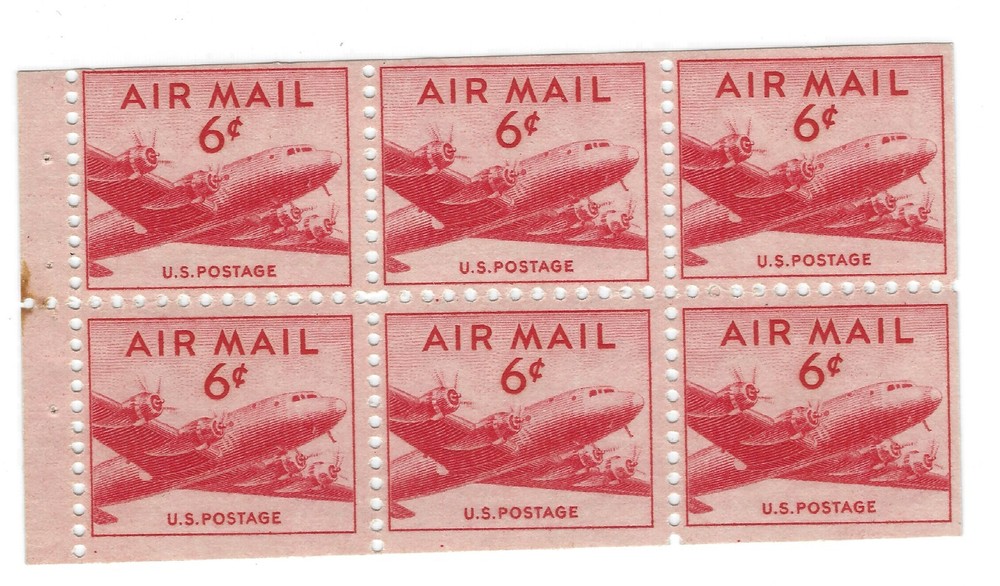 Stamp US C39a, Booklet Pane, MNH