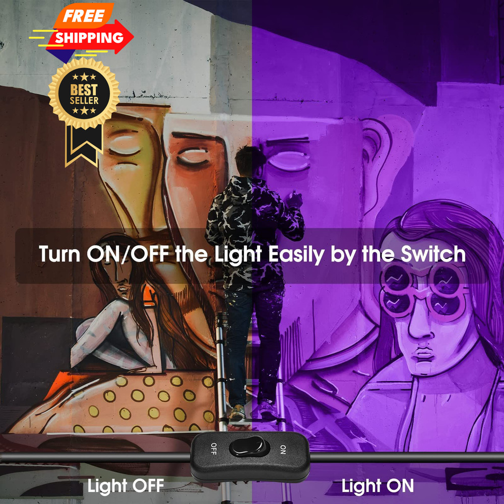 YANYCN 4 Pack 100W LED Black Lights, 4pack led black light,