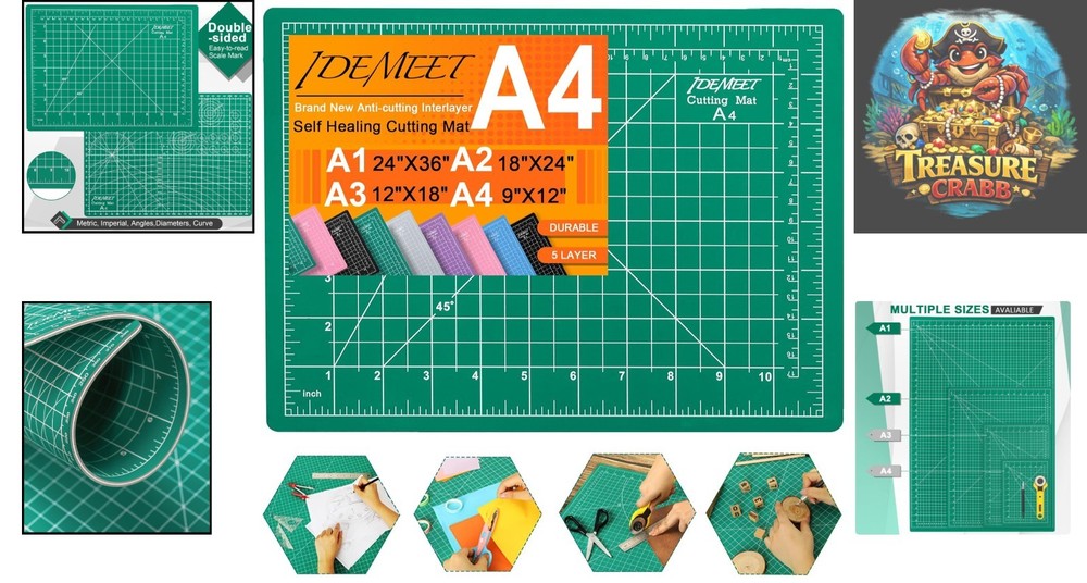 Lightweight Green 9"x12" Cutting Mat with Buffer for Seamless Cutting