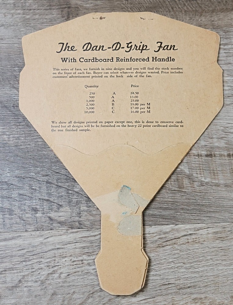 Vintage Dan-D-Grip Fan - With Cardboard Handle