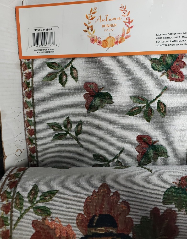 Long Tapestry Table Runner, 13"x72",FALL,THANKSGIVING,TURKEY, GOBBLE! GOBBLE!,HC