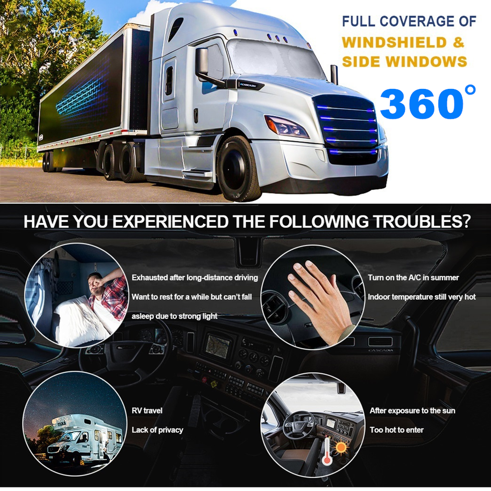 For Ford Econoline E150 E250 Windshield & Side Window Sun Shade UV Block Cover