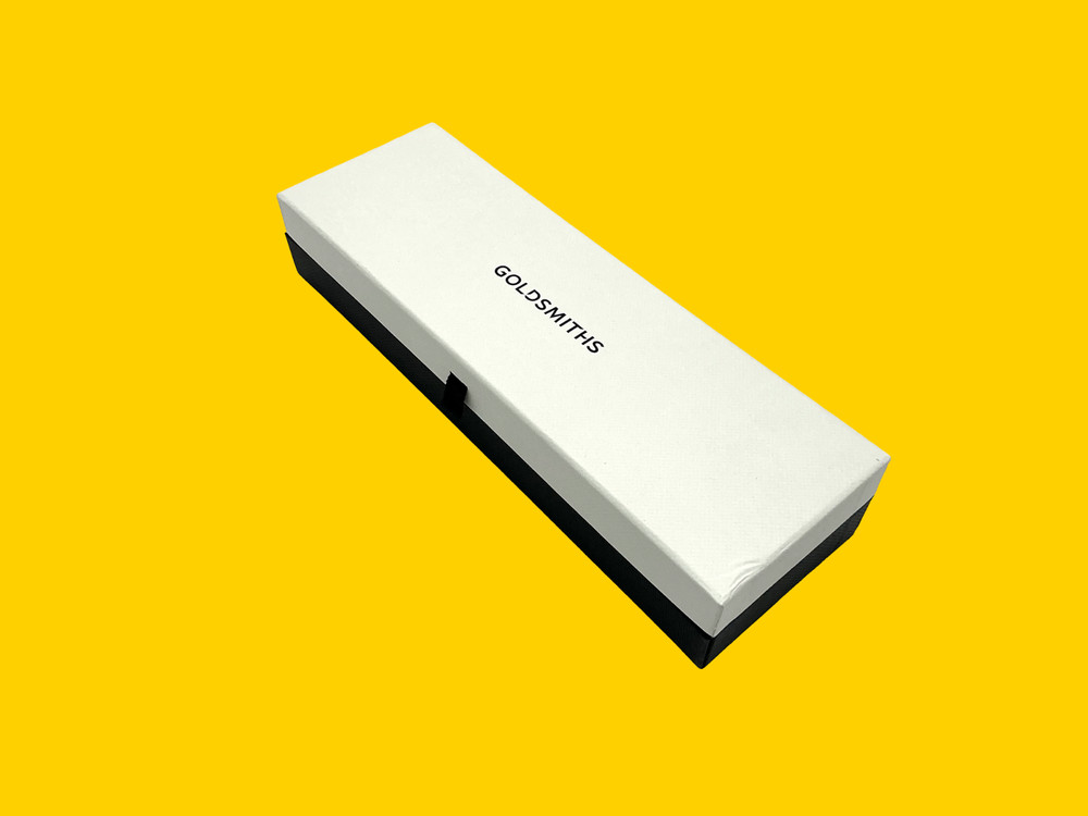 Goldsmiths Rectangular Black /White / Yellow Prestige Watch Box Presentation Set