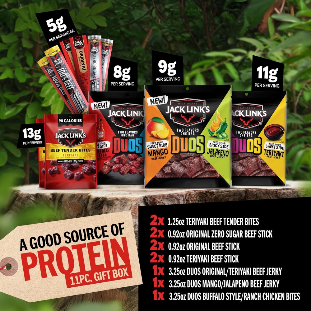 Jack Link’s DUOs Gift – Includes Beef Jerky, Chicken & Tender Bites, & Sticks...
