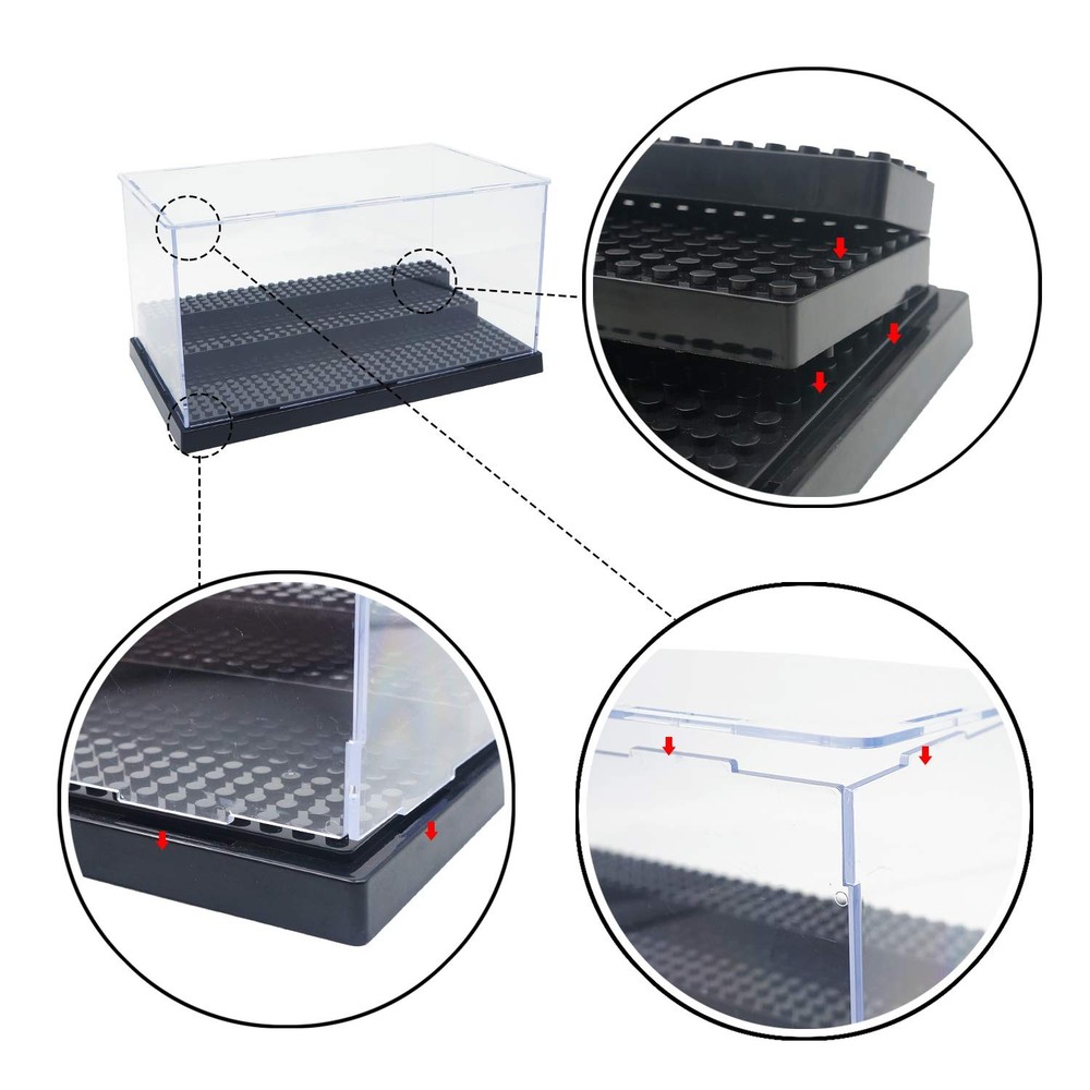 Display Case for Minifigure Action Figures Blocks, Box Storage Black