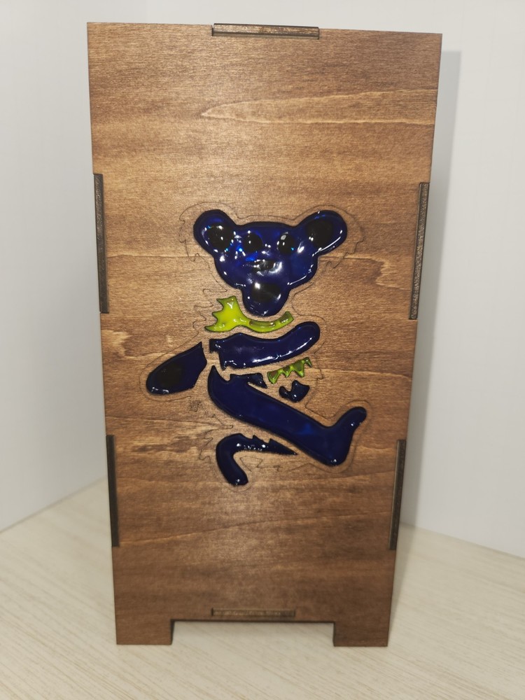 Handmade Grateful Dead Marching Bear Illuminated Wood Lantern – LED Art Light
