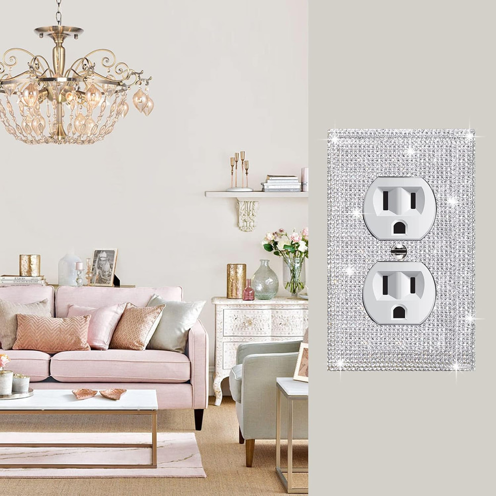 4 Pcs Shiny Silver Wall Plate Cover Decorative Light Switch Cover Single Toggle