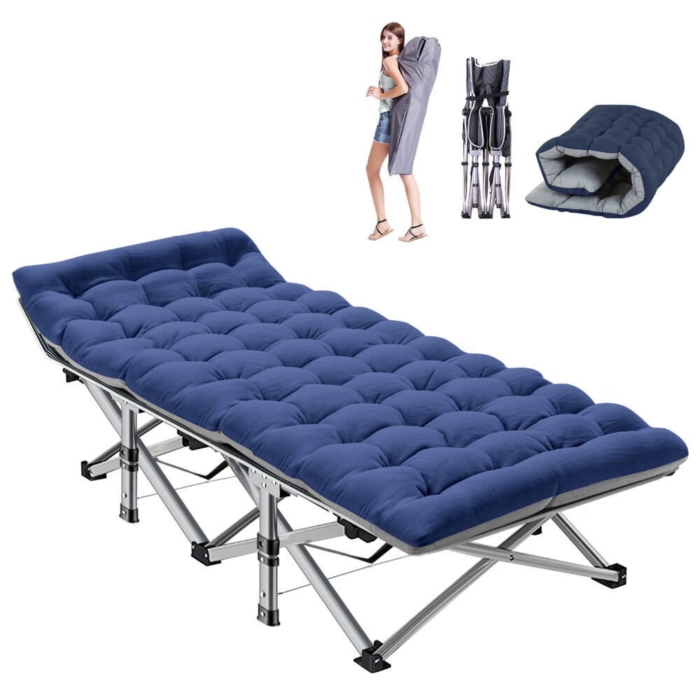 MOPHOTO Camping Cot with Thick Pad Camping Bed Folding Cot 600LBS(Max Load)