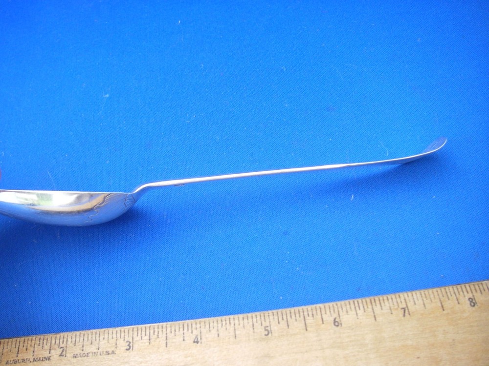 Fine EARLY 18th C GERMAN(?) Silver TABLESPOON-Rococo Engraved Shells, Marked HB