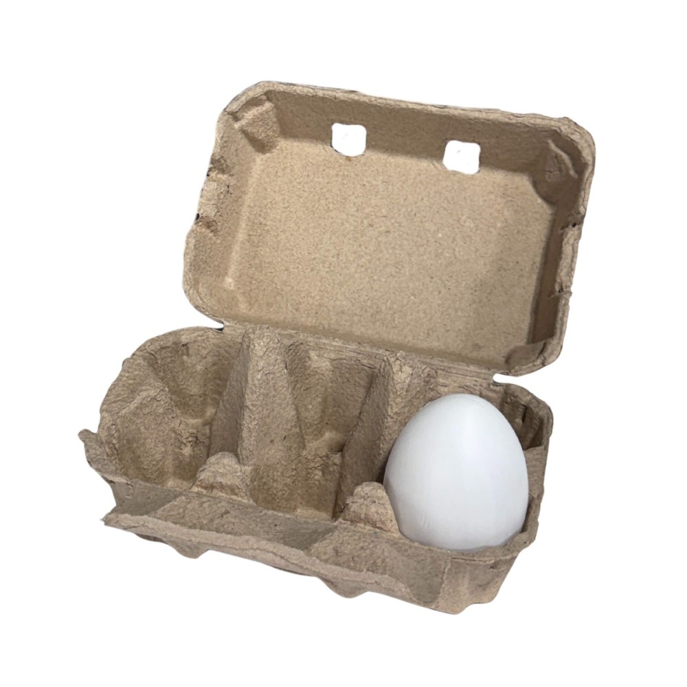 6-Egg Cartons - Natural Pulp, Flat Blank Top