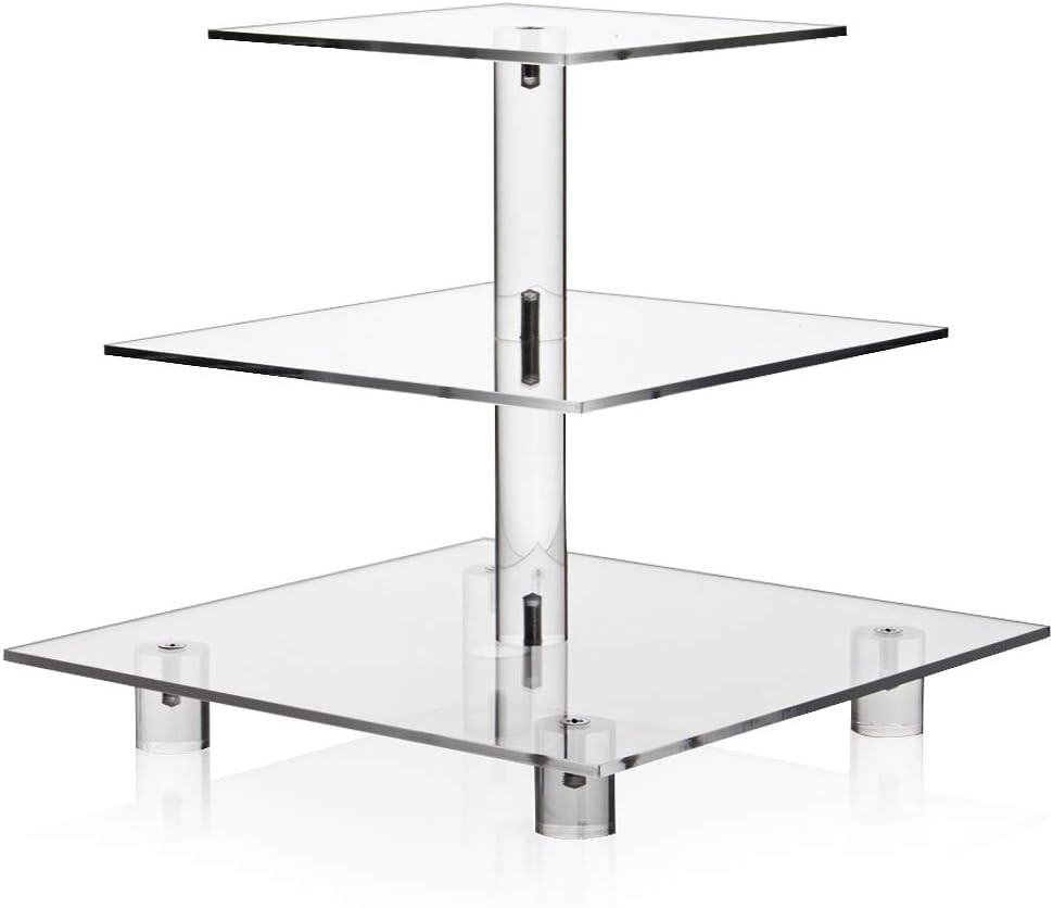 Acrylic Cupcake Stand, Clear Dessert Tower Holder Display with Base for Wedding,
