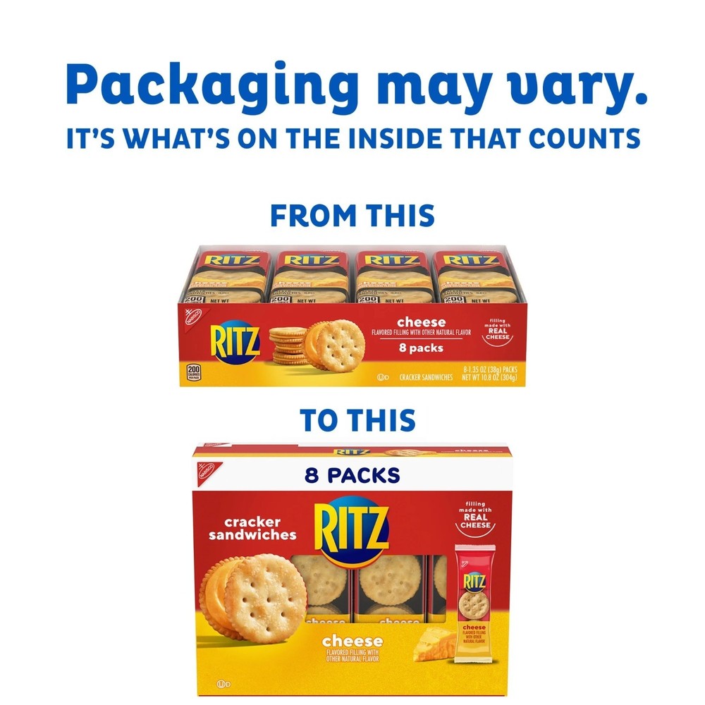 RITZ Cheese Crackers - Lunch Snacks, 8 Packs, 6 Crackers/Pack!