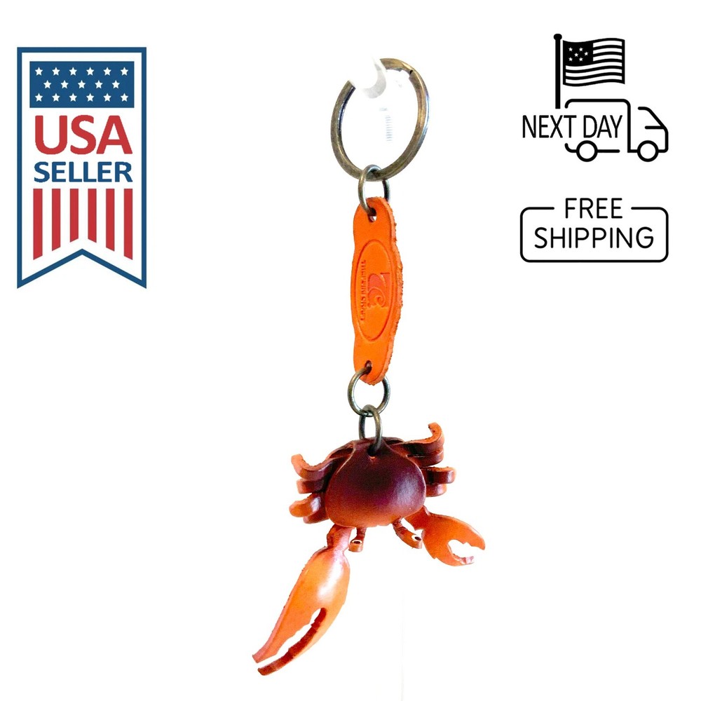 Crab Handmade Leather Keyring #1