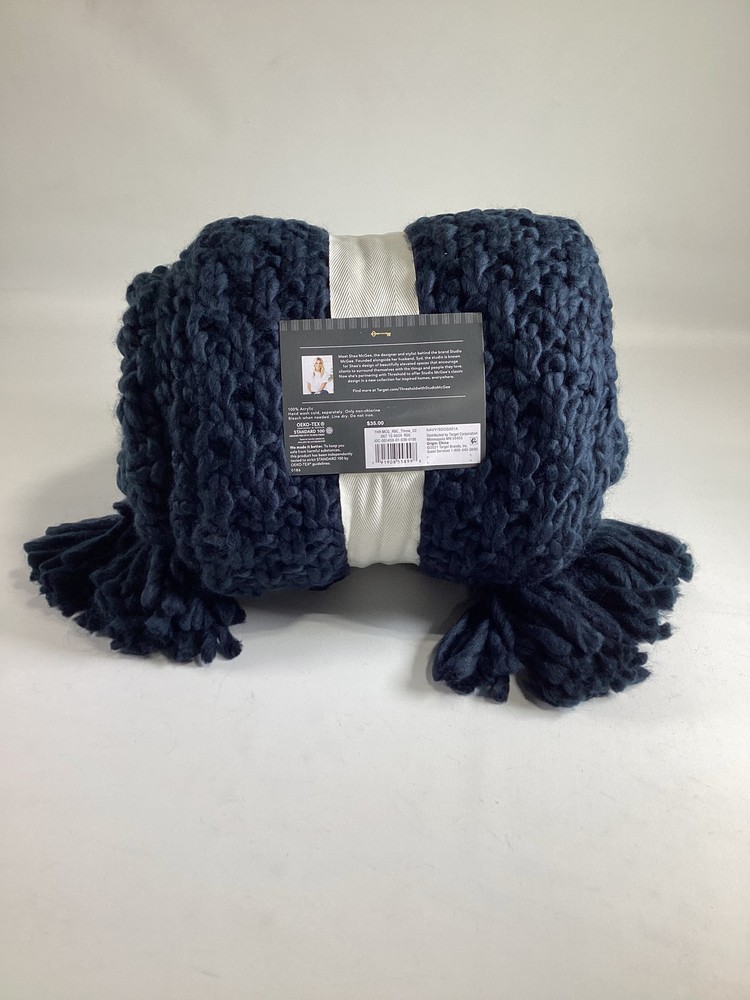 Threshold Navy Knit Throw Blanket 50x60