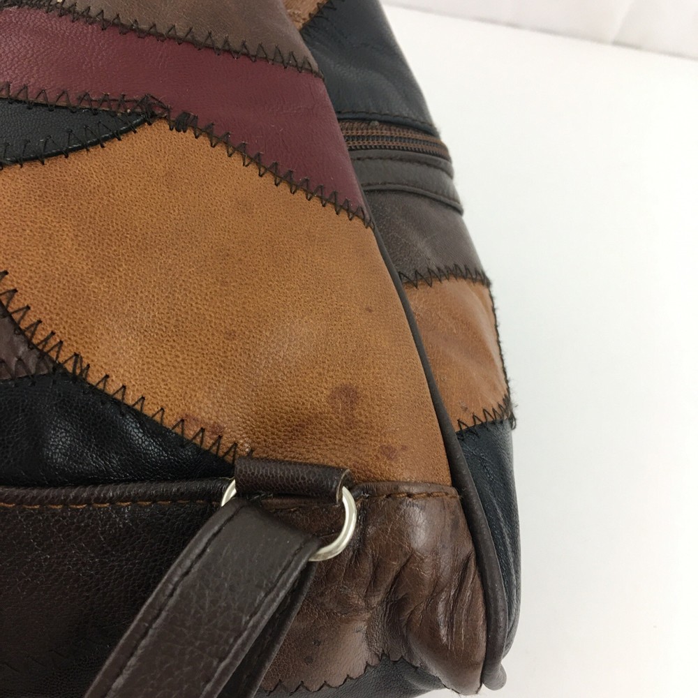 Peru Machu Picchu Leather Patch Work Adjustable Straps Backpack Purse
