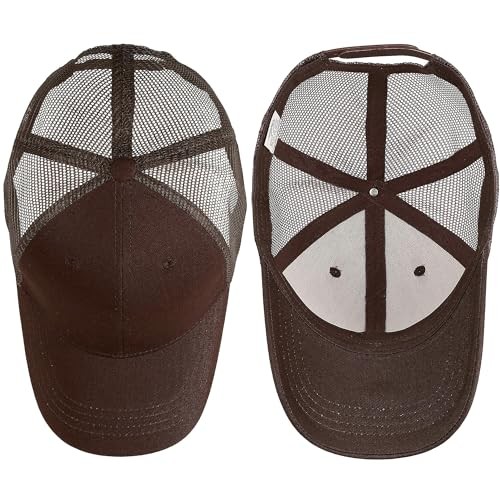 Trucker Hat Baseball Cap Structured Plain Design 6 Panel, One Size 1pk Brown