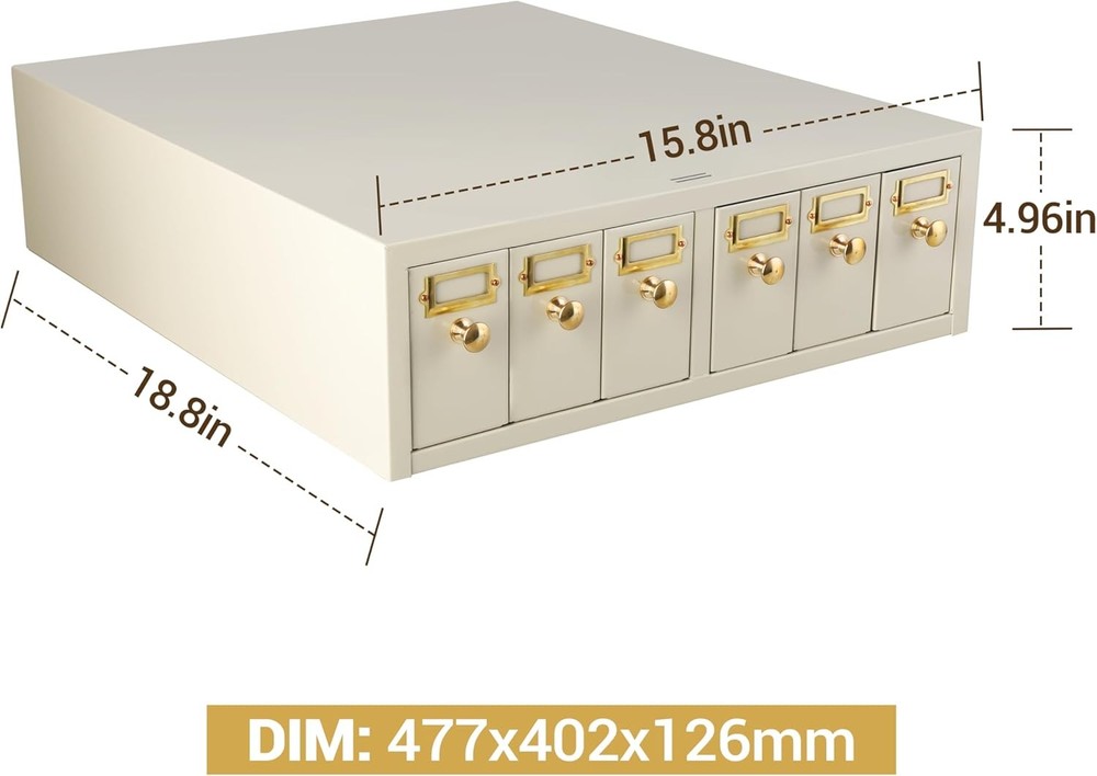 Microscope Slide Stackable Storage Cabinet, 6-Drawer, Metal, Stackable, Tan