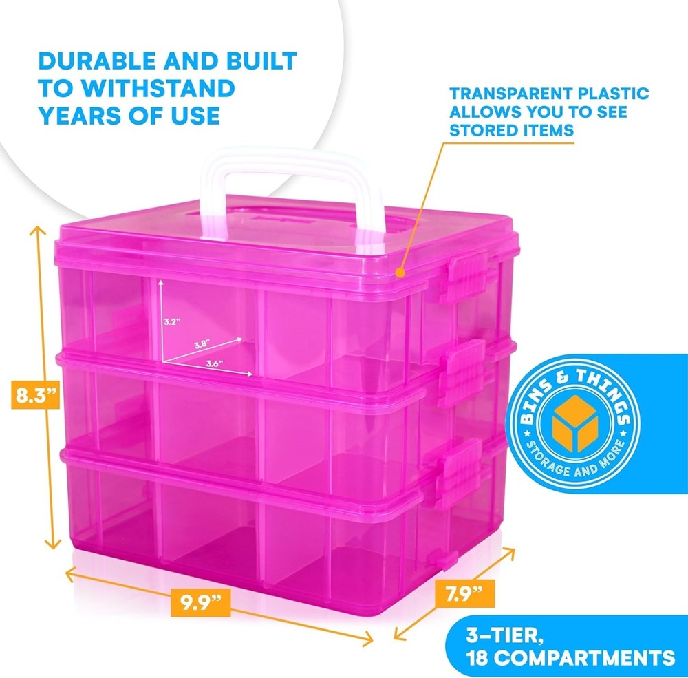Lightweight and Customizable Bead Organizer with 18 Easy-Access Compartments