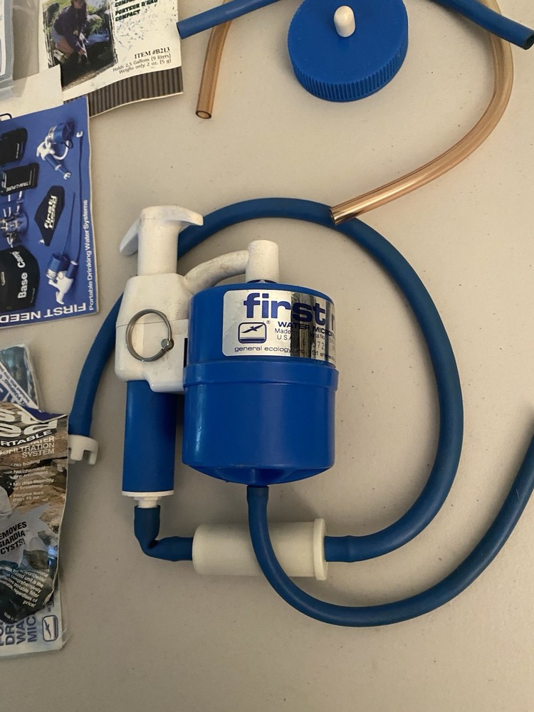 First Need Portable Drinking Water Purifier Filter Camping Hiking Backpack