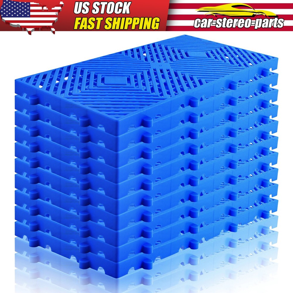 10Pcs Plastic Pallets For Basement Storage, HDPE Waterproof Grid Ventilation Gar