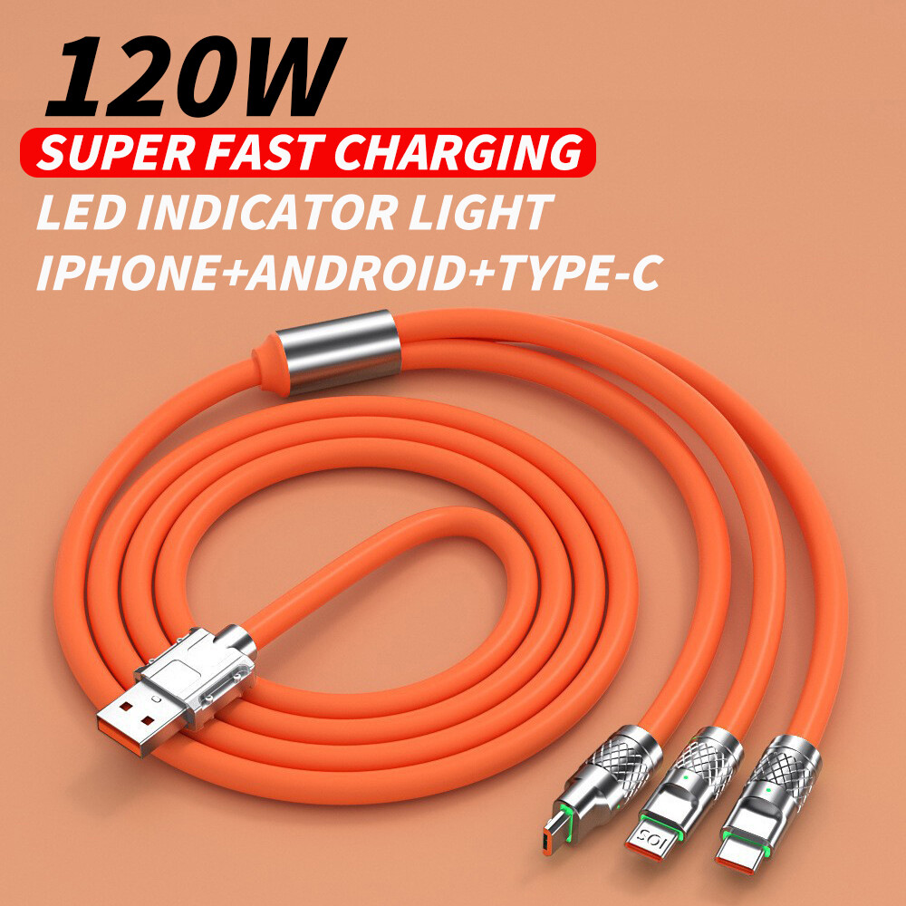 USB 3in1 Multi Fast Charger Charging Cable Cord For Type C Android Micro iPhone