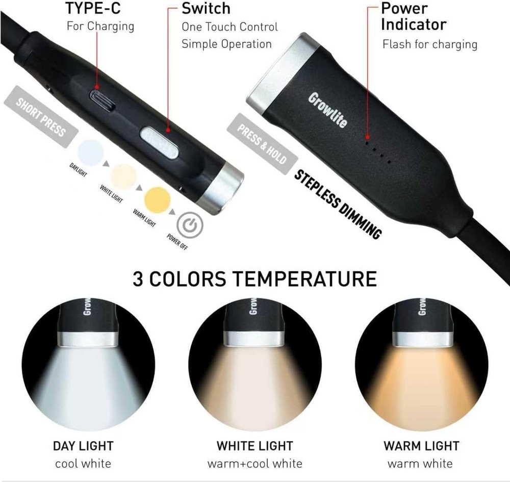 Hands-Free LED Book Light - Rechargeable & Adjustable Brightness for Everyone