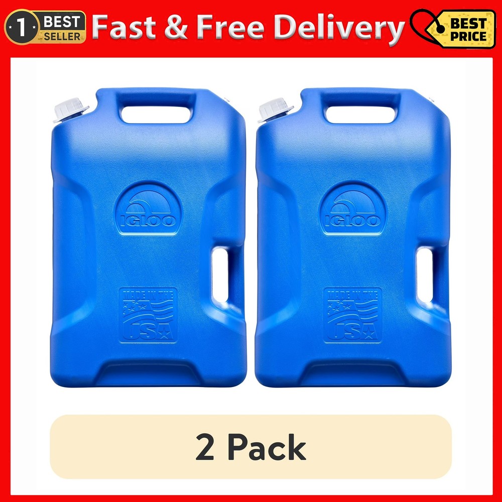 (2 Pack) 6 Gallon Camping Water Storage Container, Blue