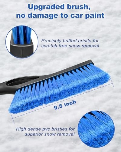 33" Extendable Snow Brush & Ice Scraper for Car Windshield - Foam Grip, Soft Bro