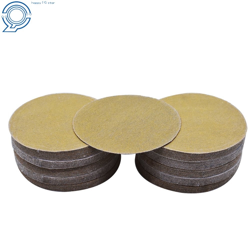 100 Pack NO-Hole 5" 180 Grit Disc Hook Loop Pads Sanding Discs Flocking