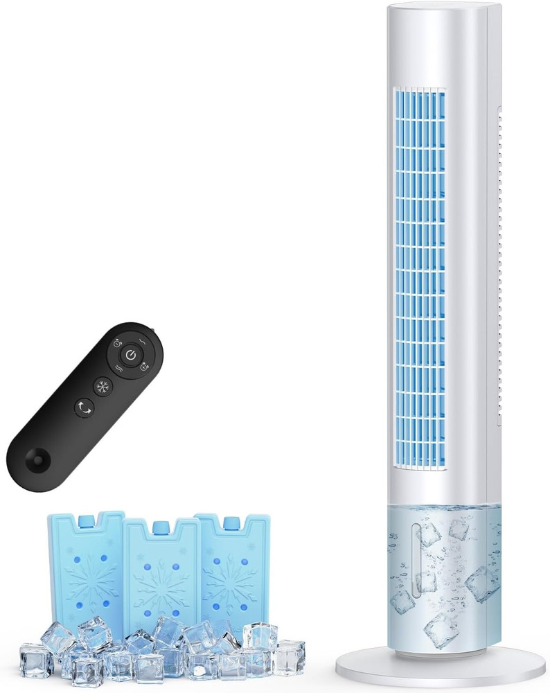 Compact Evaporative Air Cooler with Remote, 3 Speeds & 90° Oscillation