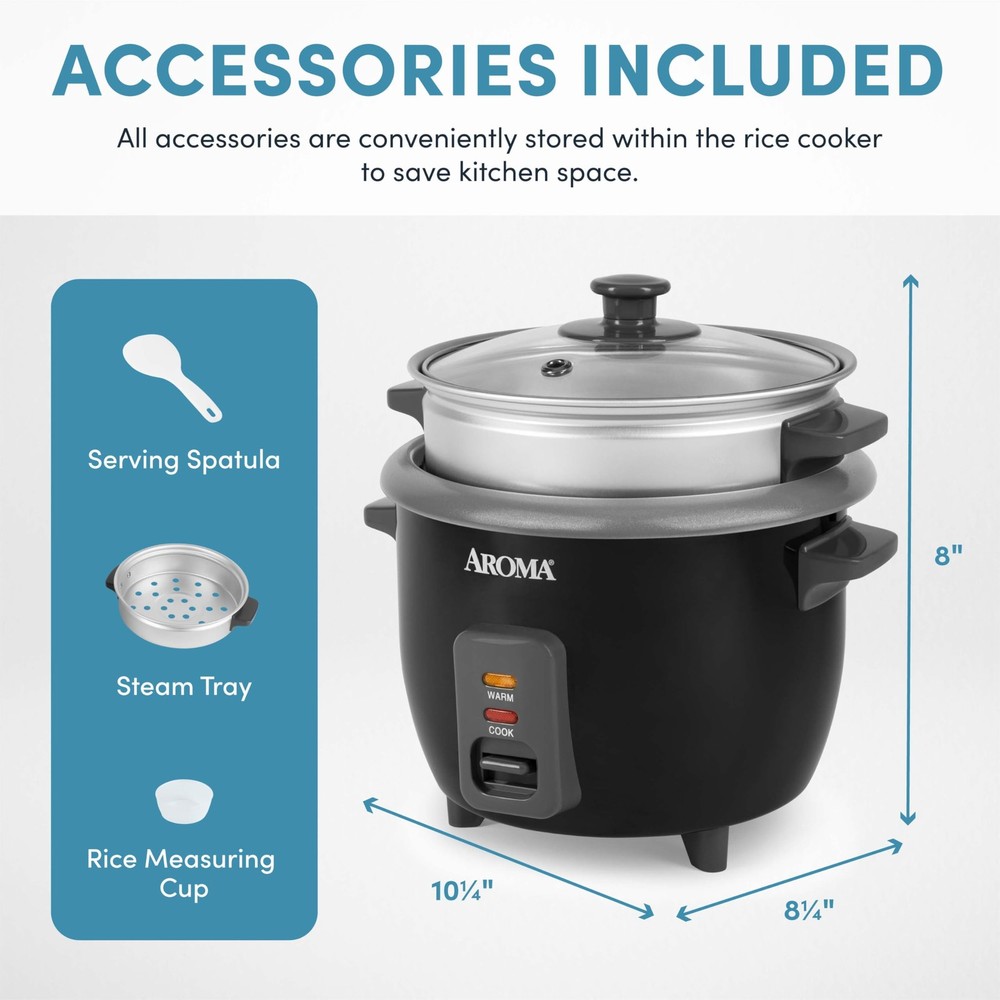 Rice Cooker Steamer 6 Cup Multicooker Compact Kitchen Cooker