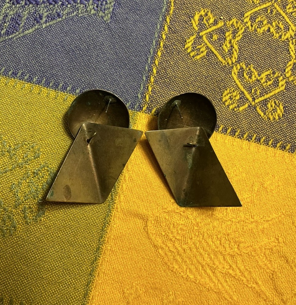 Vintage Brutalist Modernist Geometric Dangle Earrings