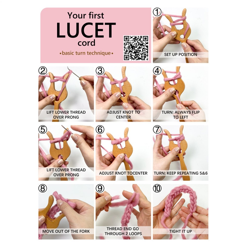 Braided Knitting Fork Wooden Crochet Knitting Tool Fork Hook Precise