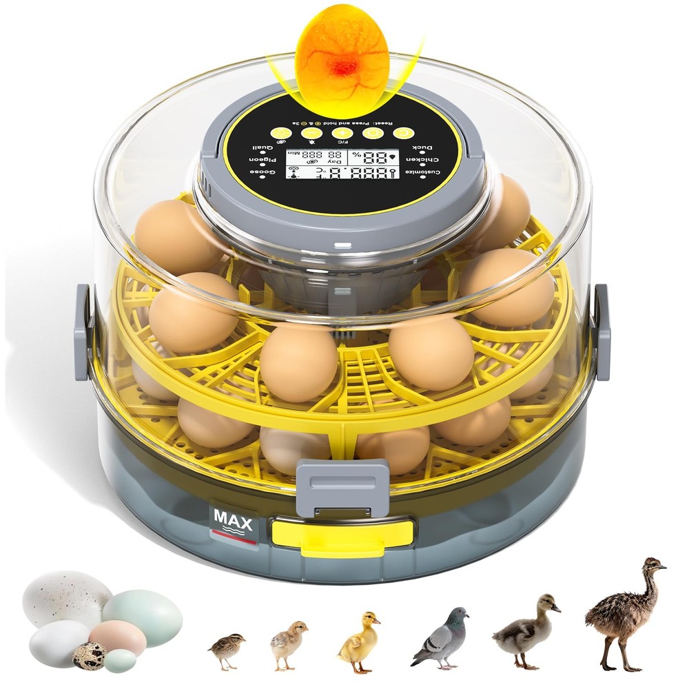 18 Egg Incubator Hatching Auto Turner Temp Humidity Control 360 View Black
