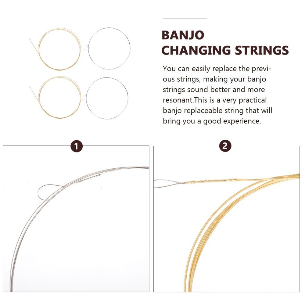 1 Set of Steel 4-string Banjo Strings Replacement Banjo String Accessories