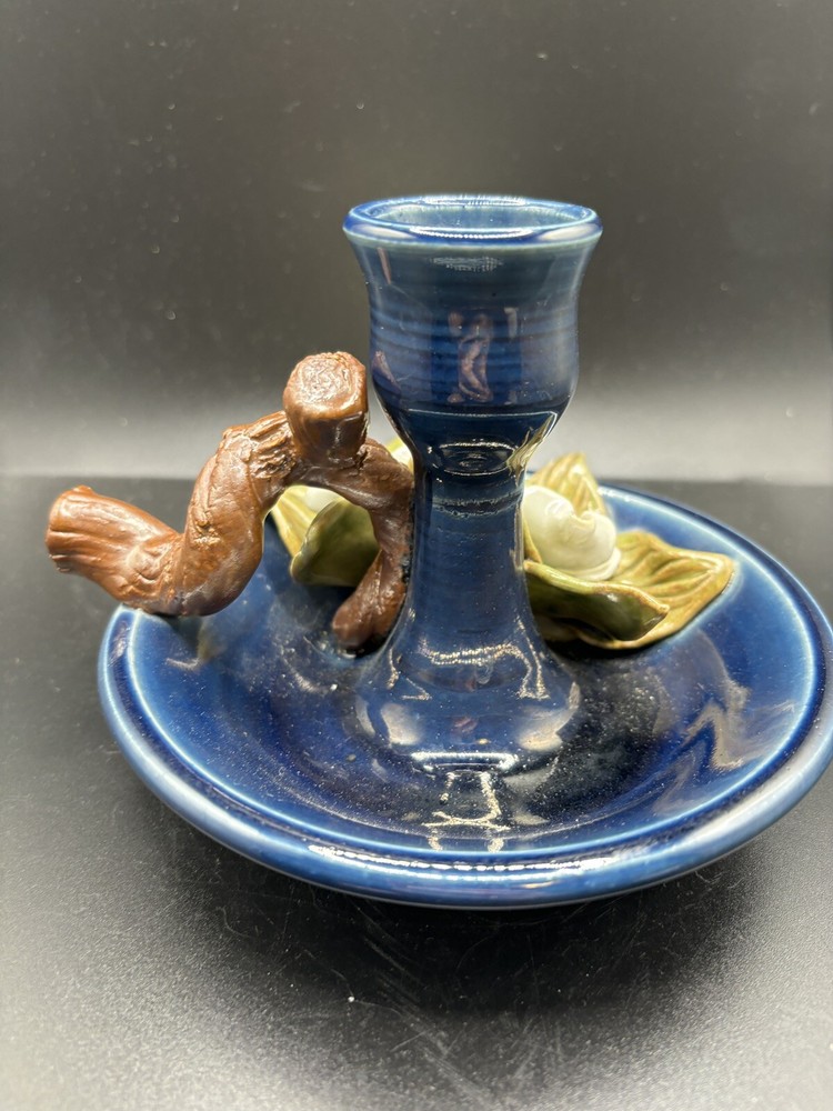 Floral Pottery Candlestick