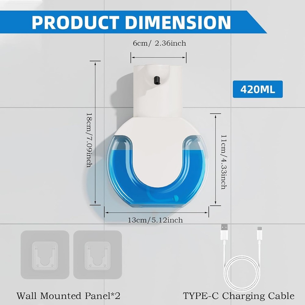 Automatic Soap Dispenser Touchless,Rechargeable Foaming Soap Dispenser,15oz/4...