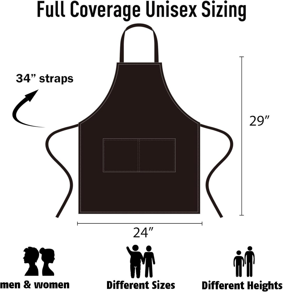 Bulk Bib Aprons 12 Pack - Black Kitchen Aprons with Pockets