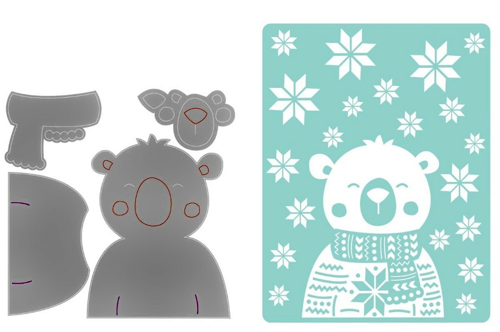 Sizzix Thinlits Cozy Bear 4pc set + emboss #665496 Retail $14.99 by Lisa Jones